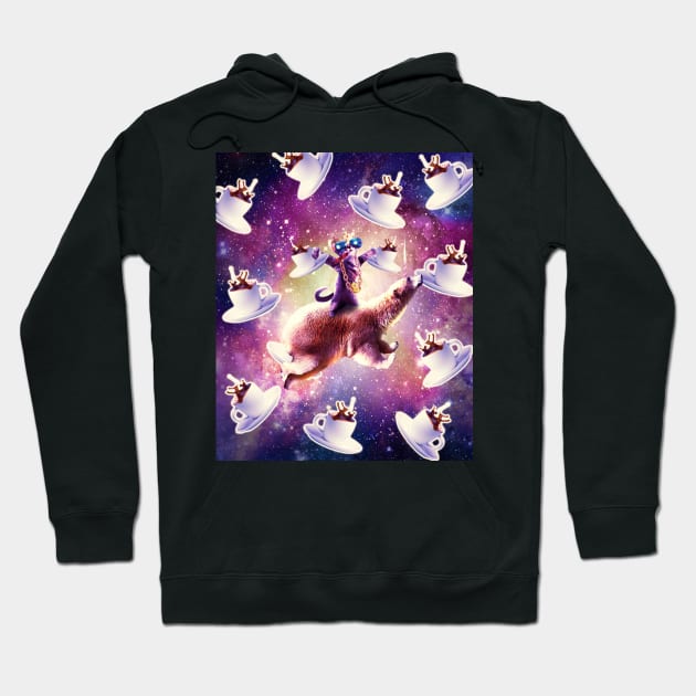 Thug Space Cat On Polar Bear Unicorn - Coffee Hoodie by Random Galaxy